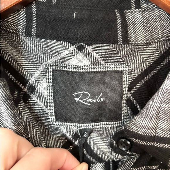 Rails black and white long sleeve plaid shirt dress button down size SM - Picture 2 of 5